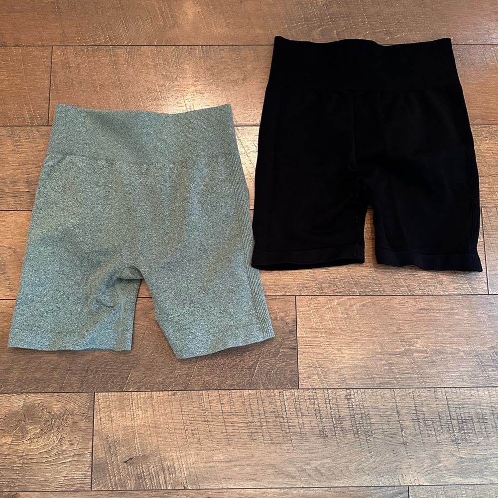 2 pairs of butt scrunch workout shorts